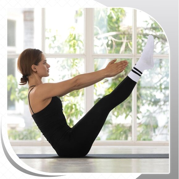 4 Pairs Nonslip Pilates Yoga Socks for Women with Grips for Dance and Fitness - Picture 7 of 8